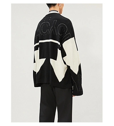 Shop Maison Margiela Arrow-knit Cashmere-blend Jumper In Black White