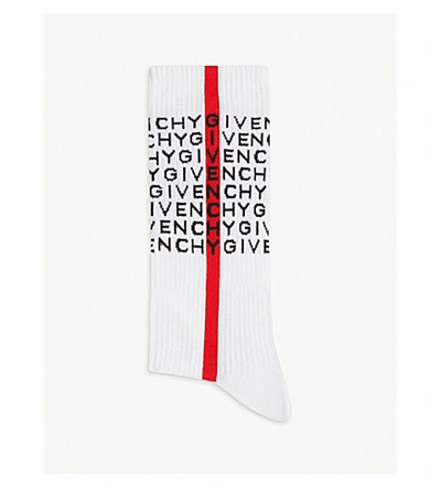 Shop Givenchy Logo Cotton Socks In White Red Black