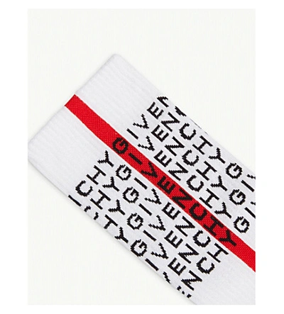 Shop Givenchy Logo Cotton Socks In White Red Black