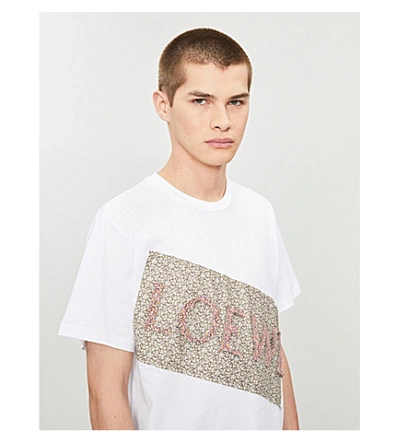 Shop Loewe Floral-print Cotton-jersey T-shirt In White