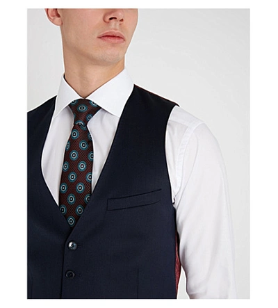 Shop Ted Baker Debonair Modern-fit Wool Waistcoat In Dk-blue