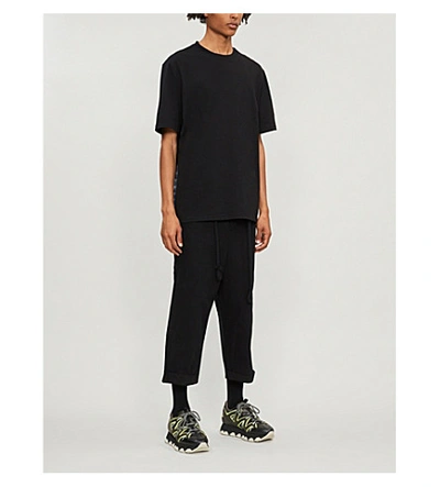 Shop Lanvin Checked Oversized Cotton-jersey T-shirt In Black