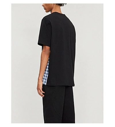 Shop Lanvin Checked Oversized Cotton-jersey T-shirt In Black