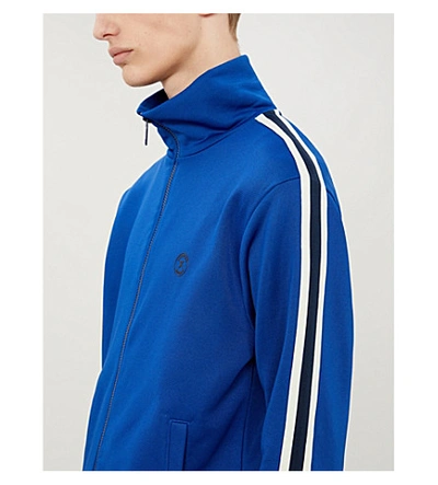 Shop The Kooples Long-sleeved Funnel-neck Stretch-jersey Sweatshirt In Blu29