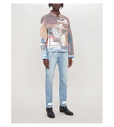 Shop Off-white Faded Wash Slim-fit Jeans In Bleach Nikel