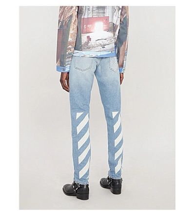 Shop Off-white Faded Wash Slim-fit Jeans In Bleach Nikel