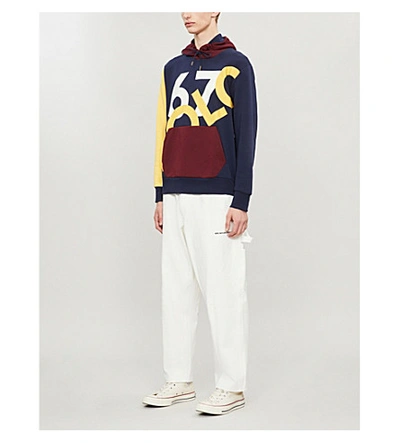 Shop Polo Ralph Lauren Graphic Colour-block Jersey Hoody In Cruise Navy Multi