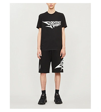 Shop Givenchy Glow In The Dark Cotton-jersey Shorts In Black