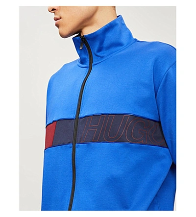 Shop Hugo Logo-print Cotton-jersey Sweatshirt In Medium Blue