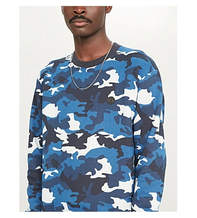 Shop The Kooples Camouflage-print Stretch-cotton Sweatshirt In Blux2