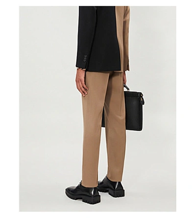 Shop Fendi Bicolour Regular-fit Wool Trousers In Camel Black