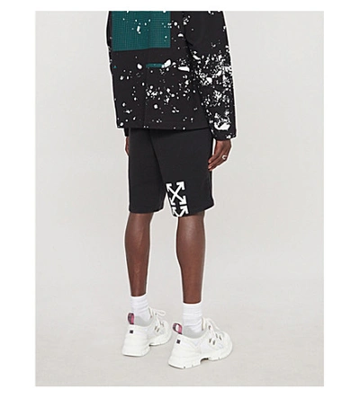 Shop Off-white Branded Cotton-jersey Shorts In Black Multicolor