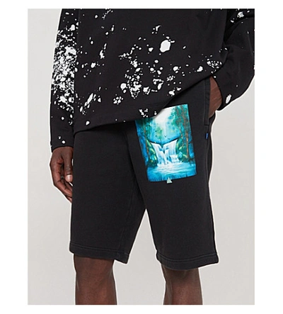 Shop Off-white Branded Cotton-jersey Shorts In Black Multicolor