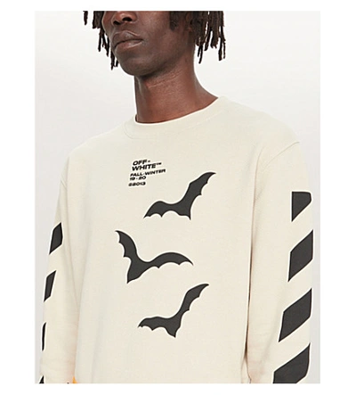 Shop Off-white Bat-print Cotton-jersey Sweatshirt In Beige Black