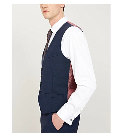 Shop Ted Baker Wasdebw Wool Waistcoat In Navy