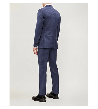 Shop Ted Baker Checked Modern-fit Wool Suit In Blue