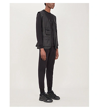 Shop C.p. Company Cargo Pocket Relaxed-fit Cotton-jersey Jogging Bottoms In Black
