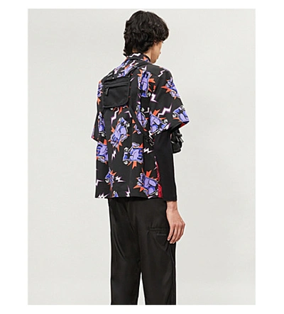Shop Prada Graphic-print Oversized Cotton Shirt In Red Violet