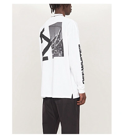 Shop Off-white Graphic-print Cotton-jersey Top In White Black