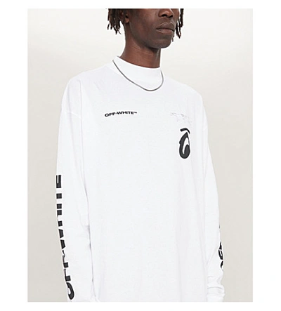 Shop Off-white Graphic-print Cotton-jersey Top In White Black