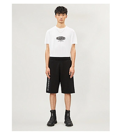 Shop Givenchy Logo-print Cotton-jersey Shorts In Black