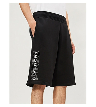 Shop Givenchy Logo-print Cotton-jersey Shorts In Black