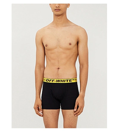 Shop Off-white Logo-print Regular-fit Stretch-cotton Briefs In Black Yellow