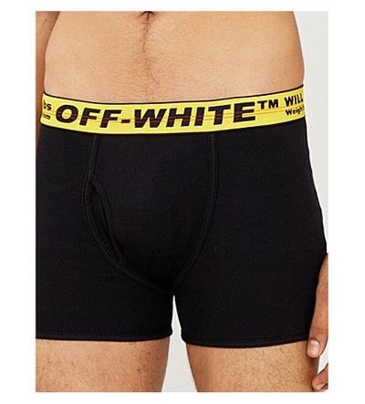 Shop Off-white Logo-print Regular-fit Stretch-cotton Briefs In Black Yellow