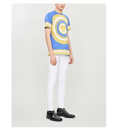 Shop Versace Graphic-print Cotton-jersey T-shirt In Blu Stampa