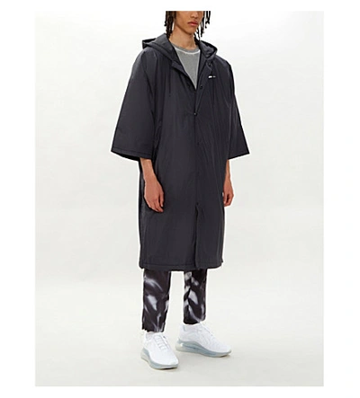 Shop Nike X Fear Of God Longline Shell Hooded Jacket In Black/black