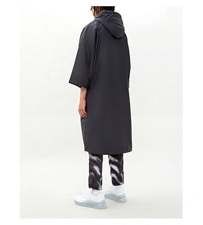 Shop Nike X Fear Of God Longline Shell Hooded Jacket In Black/black