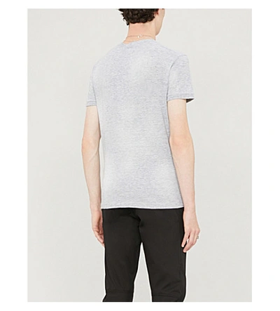 Shop Dsquared2 Distressed Logo-print Cotton-blend Jersey T-shirt In Grey Melange