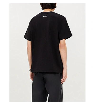 Shop Sacai Logo-print Cotton-jersey T-shirt In Black