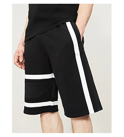 Shop Givenchy Logo-print Side-stripe Cotton-jersey Shorts In Black/white