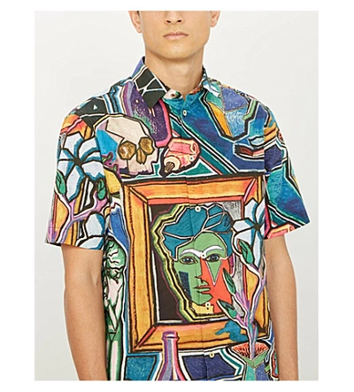 Shop Paul Smith Artist Studio Tailored-fit Printed Cotton Shirt In Dark Multi