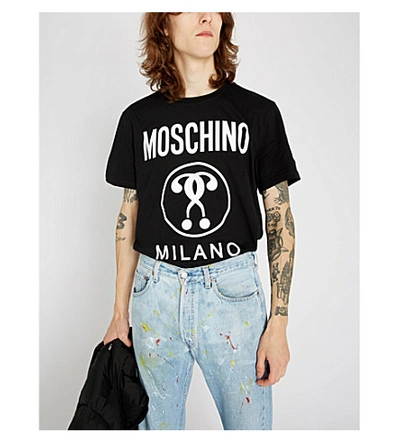 Shop Moschino Logo-print Cotton-jersey T-shirt In Black