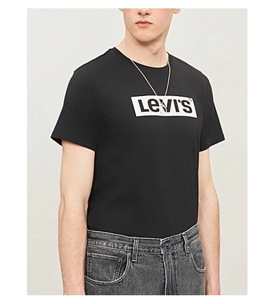 Shop Levi's Logo-print Cotton-jersey T-shirt In Levis Logo Black