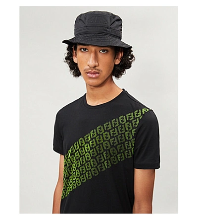 Shop Fendi Logo-print Cotton-jersey T-shirt In Black