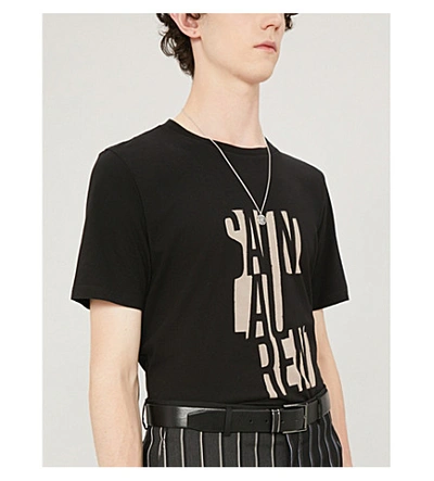 Shop Saint Laurent Logo-print Cotton-jersey T-shirt In Noir