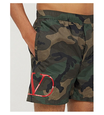 Shop Valentino Camouflage-print Swim Shorts