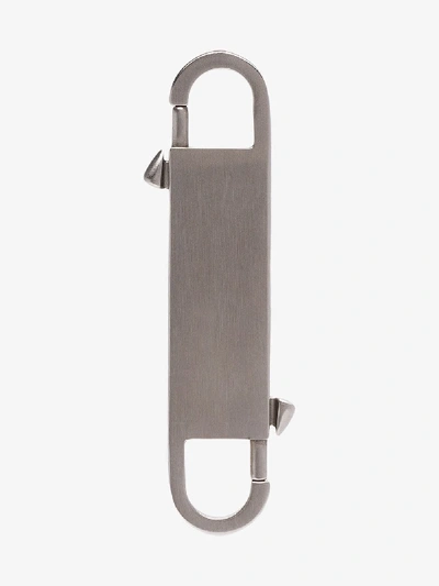 Shop Rick Owens Silver Tone Gemini Keychain