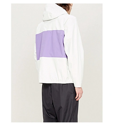 Shop Nike Colour-blocked Packable Shell Hooded Jacket In White Purple