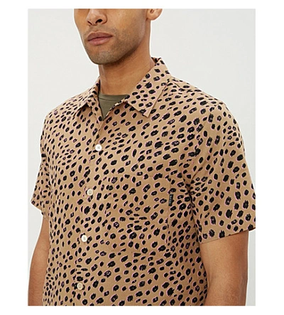 Shop Ps By Paul Smith Cheetah-print Short-sleeve Casual-fit Cotton Shirt In Beige
