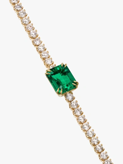 Shop Anita Ko 18k Yellow Gold Hepburn Tennis Emerald Diamond Bracelet In Green
