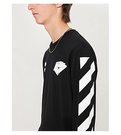 Shop Off-white Logo-print Cotton-jersey Top In Black Multicolor