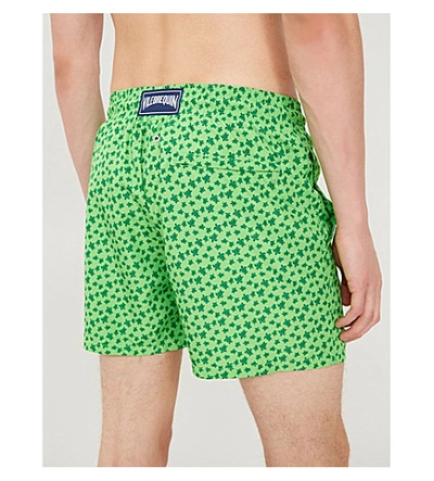 Shop Vilebrequin Moorea Micro Turtle-print Regular-fit Swim Shorts In Green