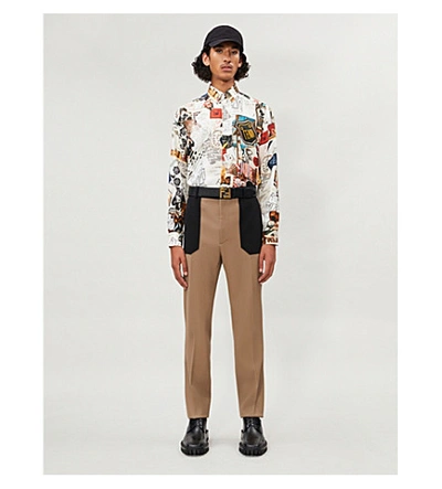 Shop Fendi Karl Collage-print Regular-fit Silk Shirt In Multi