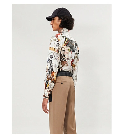 Shop Fendi Karl Collage-print Regular-fit Silk Shirt In Multi