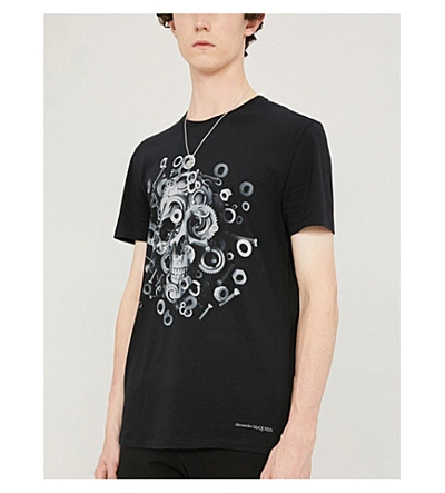 Shop Alexander Mcqueen Skull-print Cotton-jersey T-shirt In Black