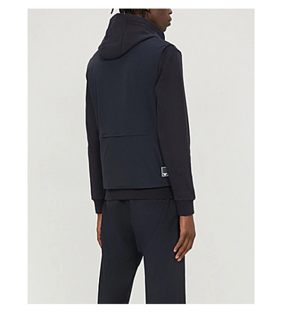 Shop Emporio Armani Funnel-neck Padded Shell Gilet In Navy